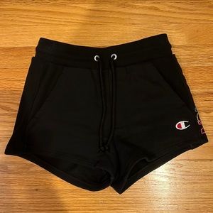 BRAND NEW Champion black sweatshorts with colorful stitching on side